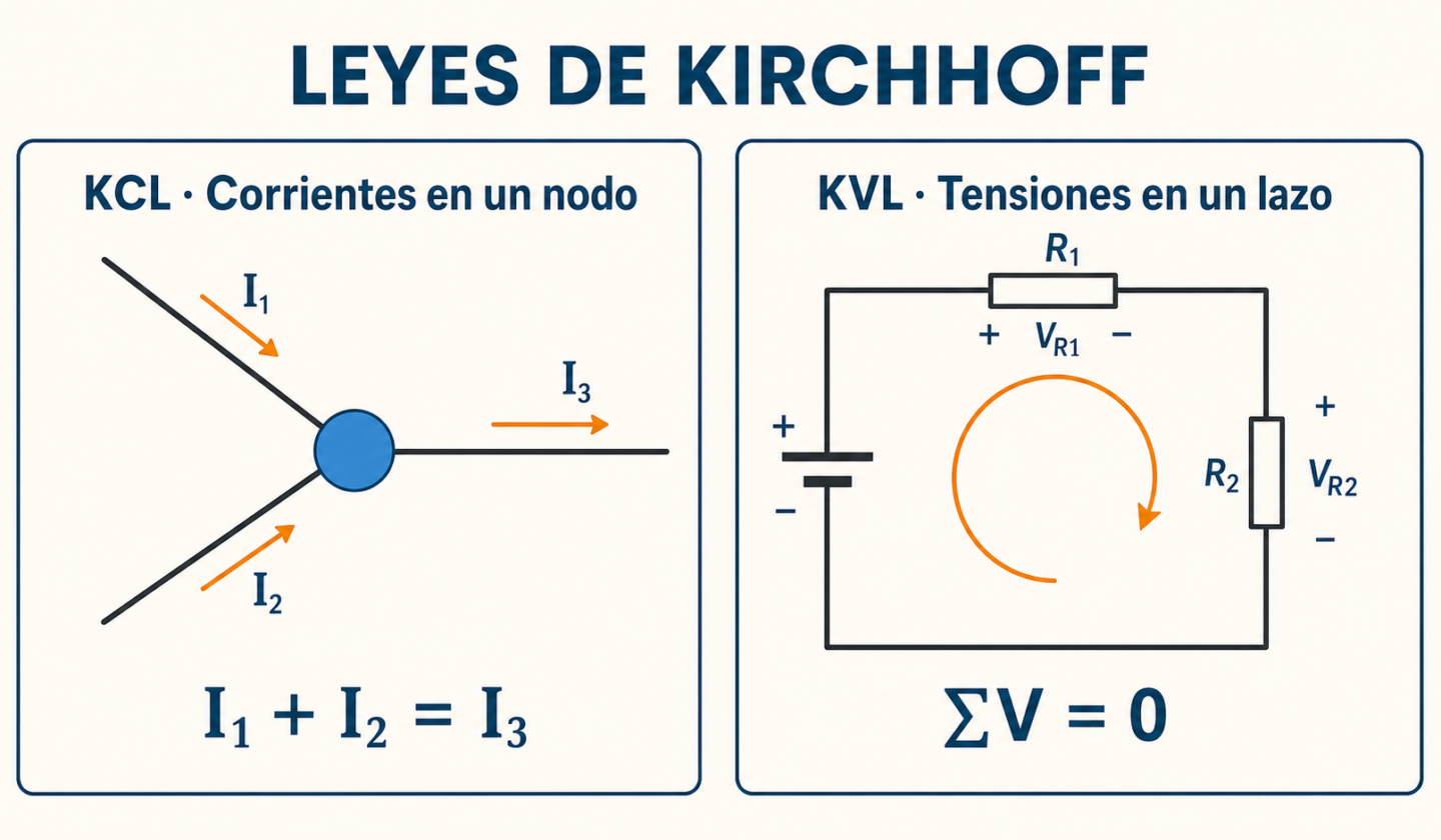 Esquema de las leyes de Kirchhoff KCL y KVL